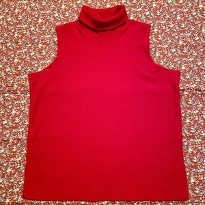 ❤️ red ribbed turtleneck tank top Ralph Lauren🌹